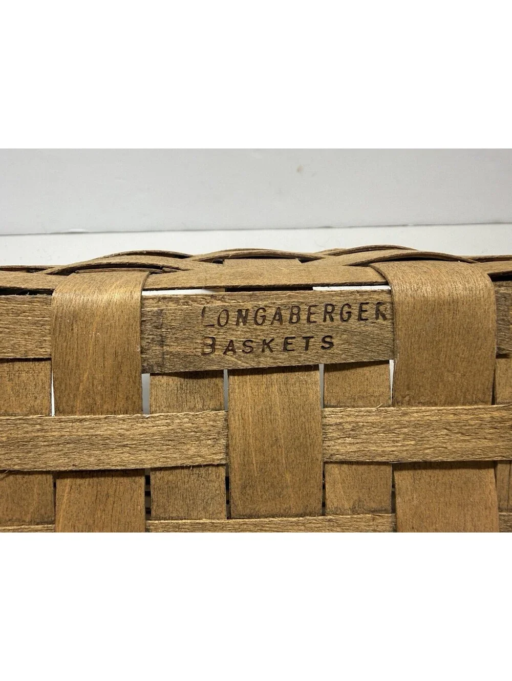 Longaberger Hanging Basket Handmade 1983 Wood Splint Signed 9 X 5 X 5
